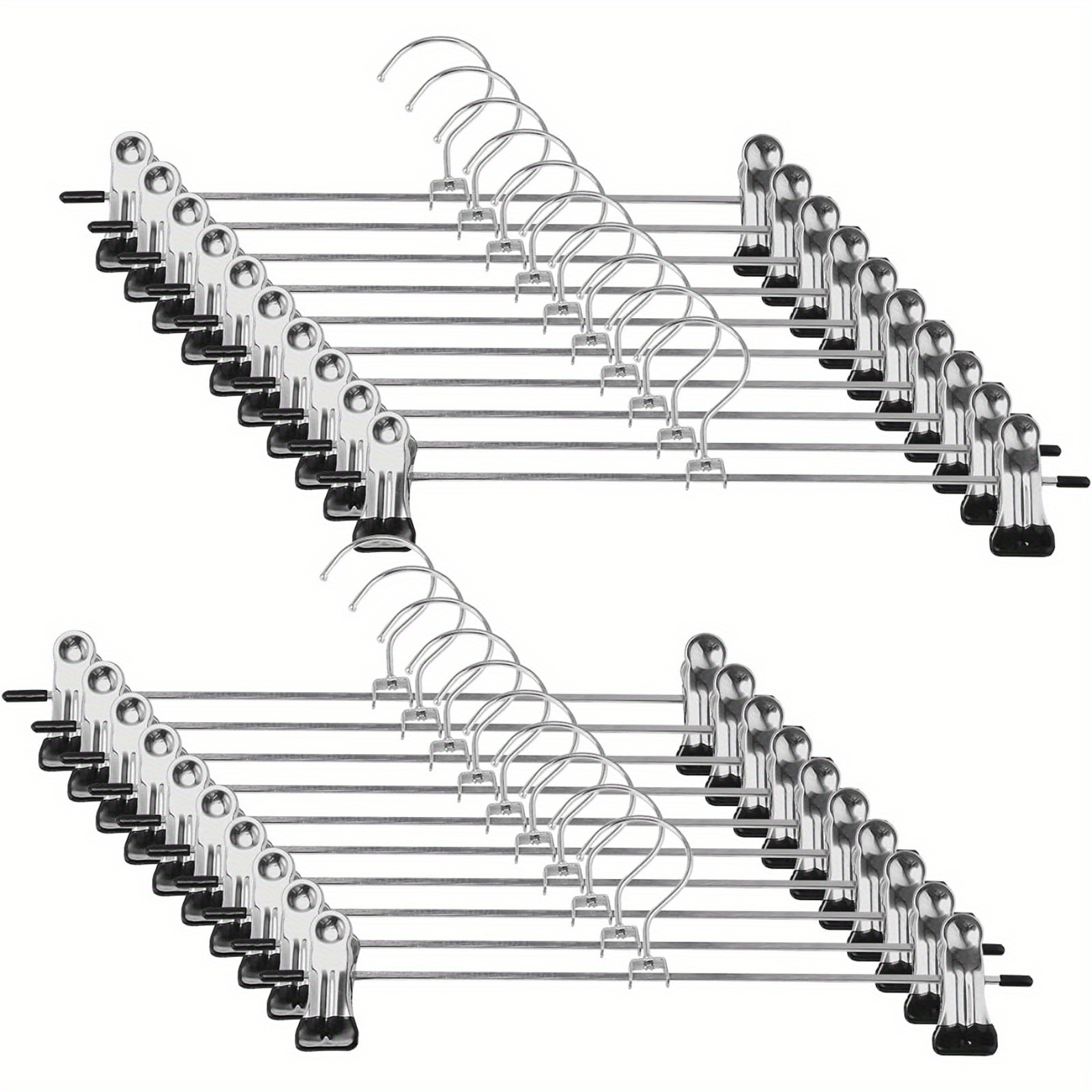 20 pack of trouser hangers with adjustable metal clips space saving non slip closet organizers for skirts pants scarves towels and jeans