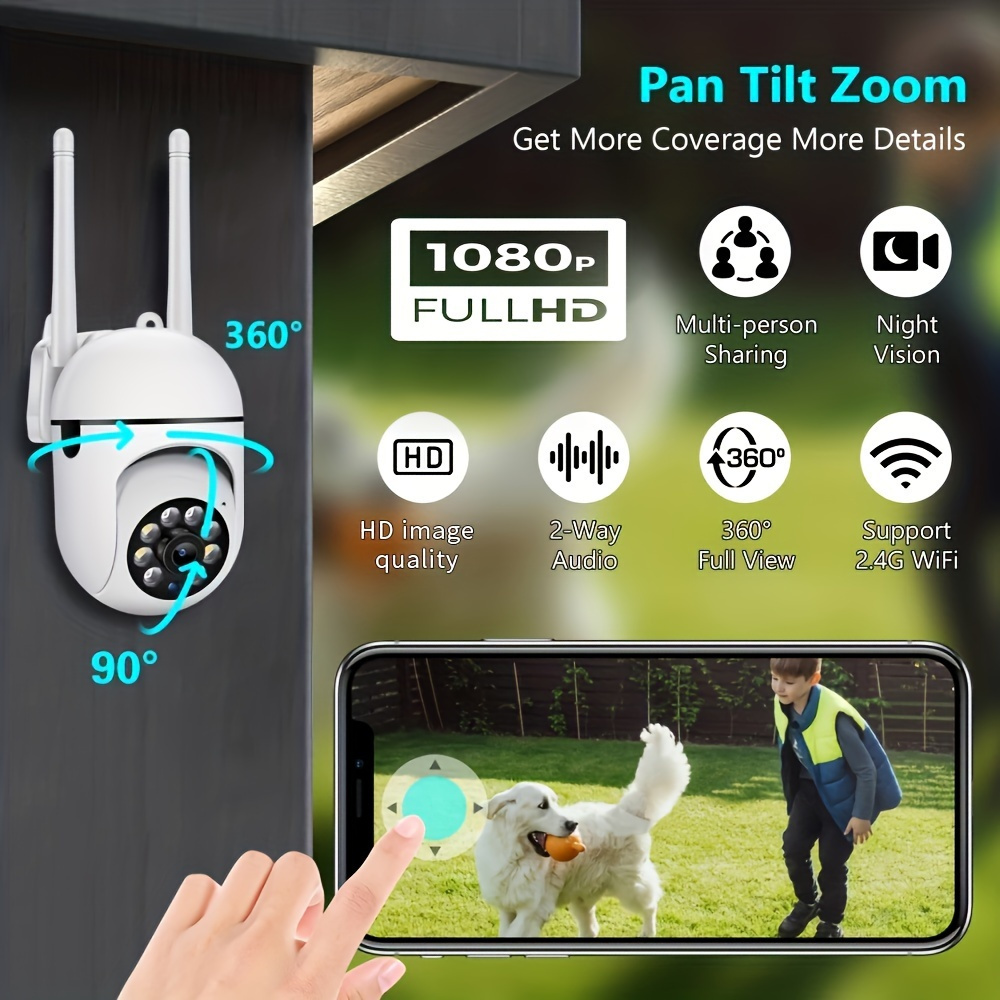   hd 1080  security camera wireless indoor outdoor with pan tilt   two way   tracking color night vision wi fi enabled usb powered compatible with smartphones details 6