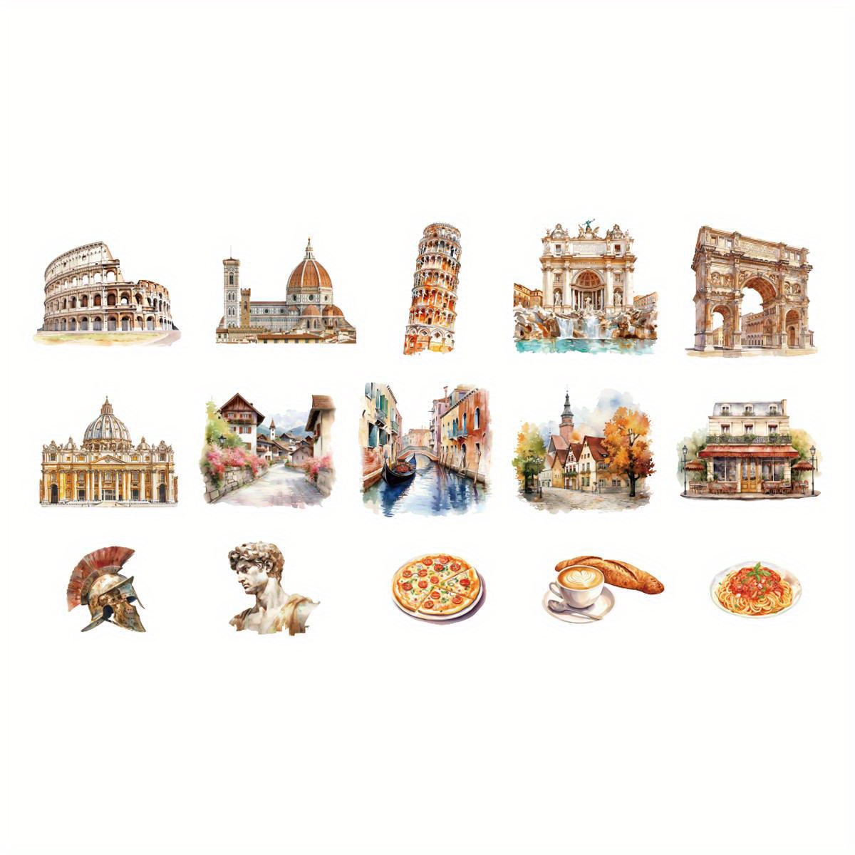 Image of 30pcs Of Vintage-style Romantic Stickers Featuring Classic European Landmarks, Perfect For , Including Photo Albums, Diaries, Cups, And Scrapbooks. Pet Stickers Are Ideal For Students