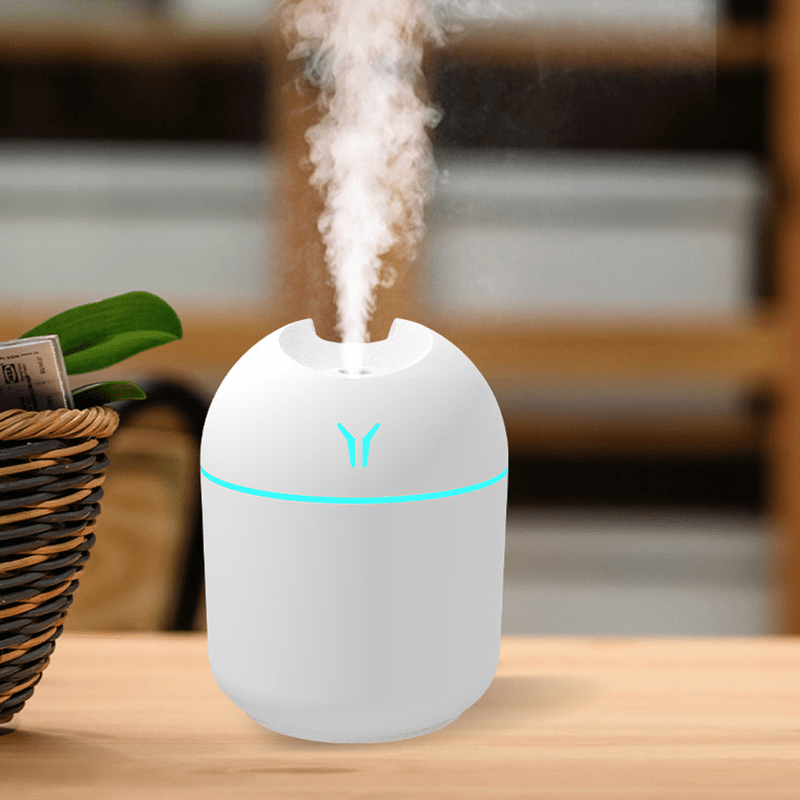 

Mini 250ml Usb Air Humidifier With Aroma Essential Oil Diffuser, Plastic Bedroom Humidificador With Led Night Light - No Electricity Needed
