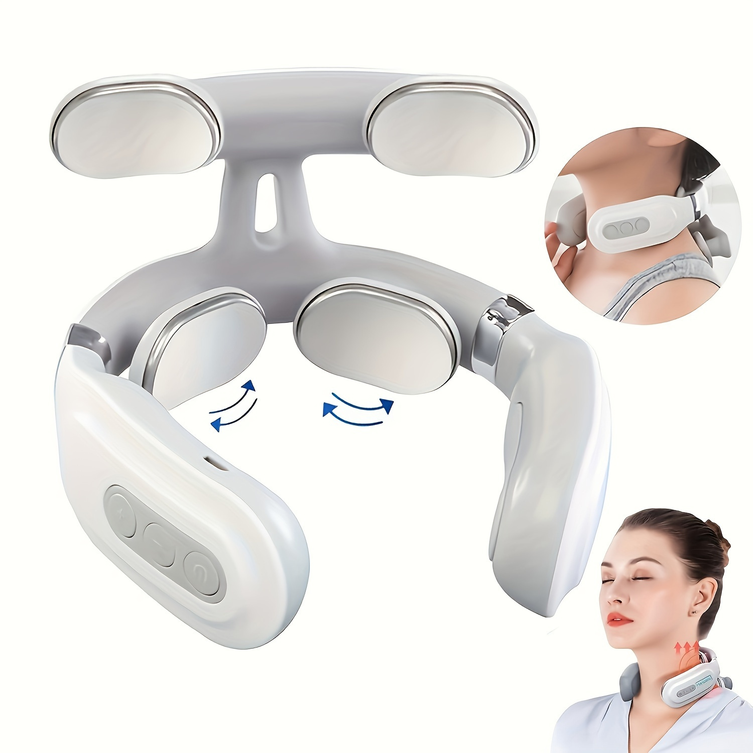 

Masseur Intelligent Portable pour Cou et Épaules - Pétrissage en Profondeur des Tissus, Rechargeable par USB, Cadeau Idéal pour les Hommes et les Femmes.