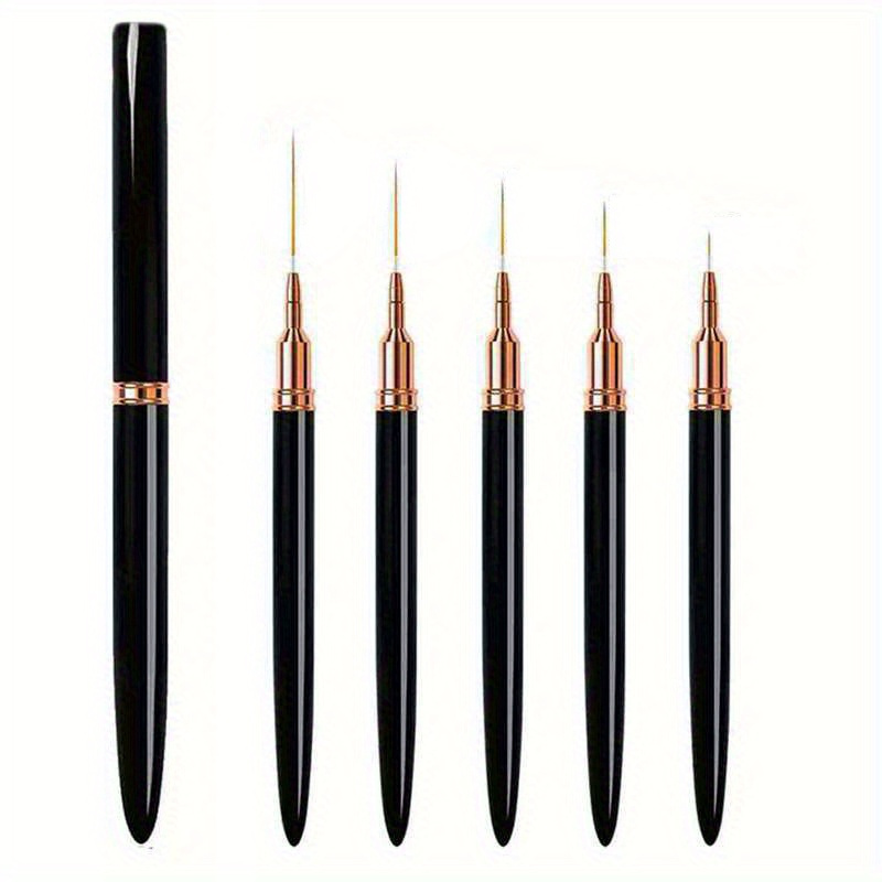 

5-piece Nail Art Liner Brush Set - Professional Manicure Tools For Uv Gel, Striping & Detailed Designs - Odorless