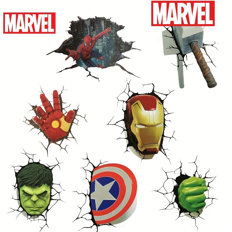 

superhero Magic" Marvel's Avengers 7-piece Cartoon Wall & Car Decal Set - Pvc, Scratch Repair & Creative Decoration Stickers By Ume