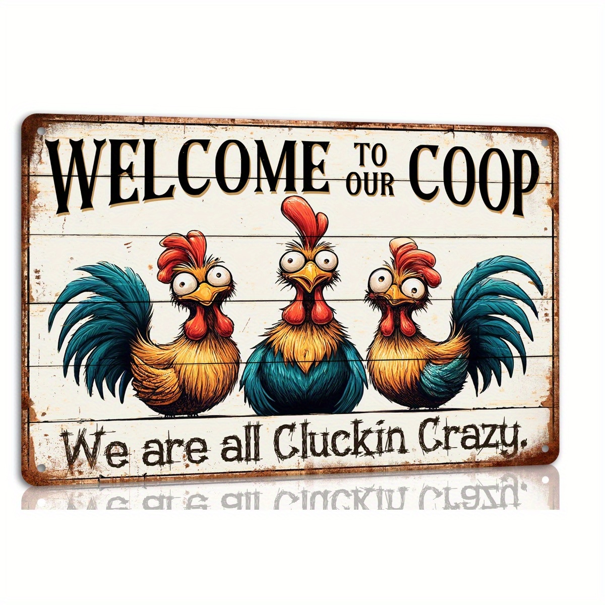 

charming" Funny 'welcome To Our Coop' Metal Sign - 8x12 Inch | Durable & Weather-resistant Farmhouse Decor With Pre-drilled Holes For Easy Hanging