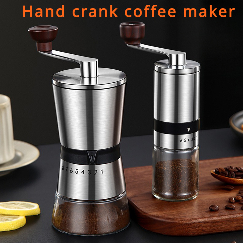 

Portable Stainless Steel Hand Crank Coffee Grinder With Abs Material - Manual Coffee Bean Mill For Home, Travel, Camping - Food Contact Safe