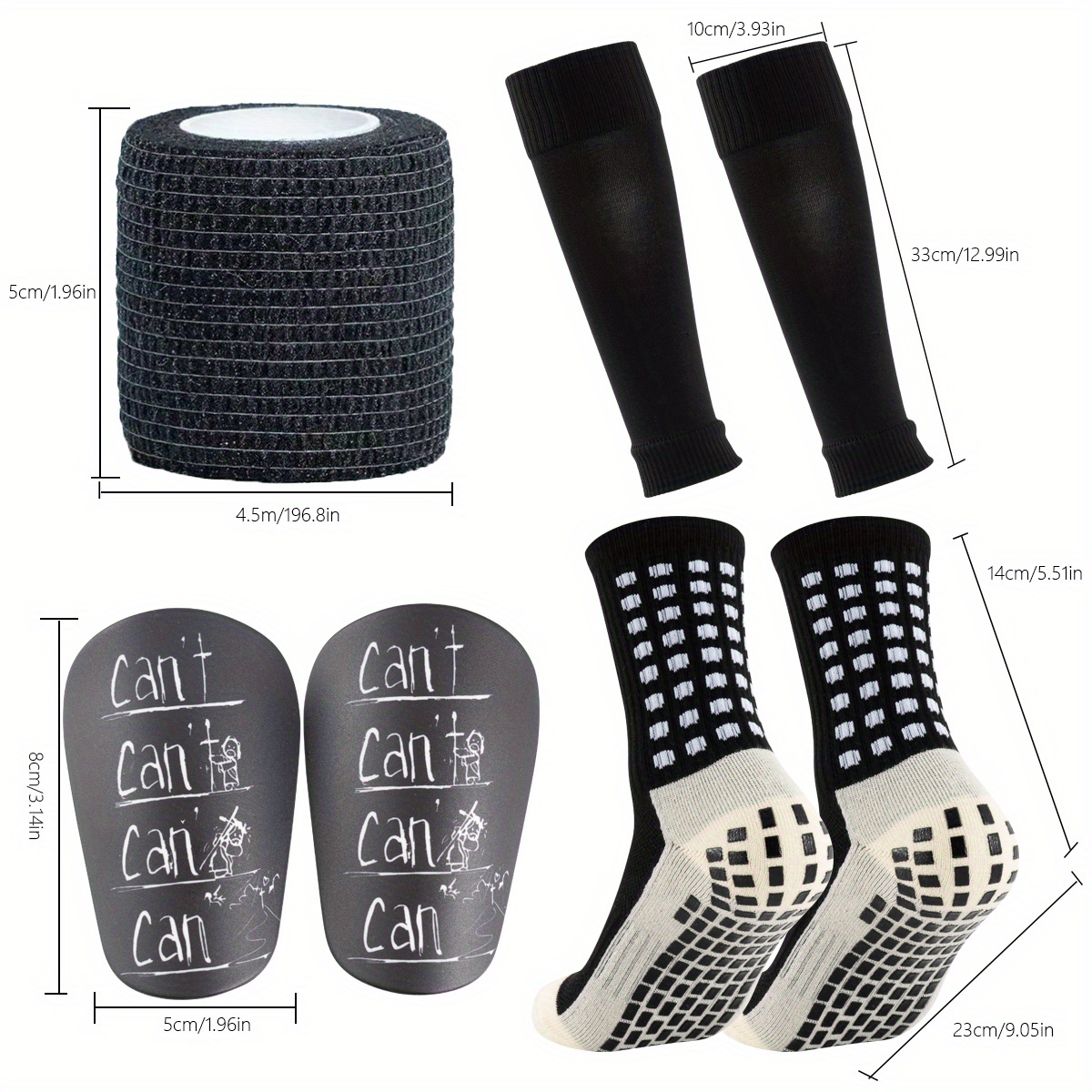 

4 Sets Thickened Football Socks, Soccer Shin Guard, Shin Guard Sleeves, Men's And Women's Adhesive Non-slip Socks