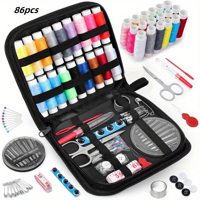 

Black Fabric Sewing Project Kits With 86pcs And 133pcs Multi-function Travel Set - All Seasons Needle Thread Storage Bag Craft Gift For Mom