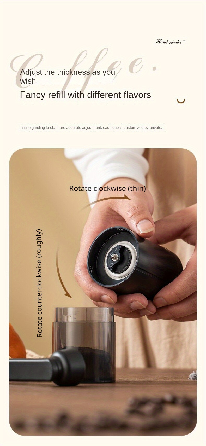 popular   1pc adjustable ceramic core hand coffee grinder portable manual brewing machine for   flavor ideal for home and camping details 6