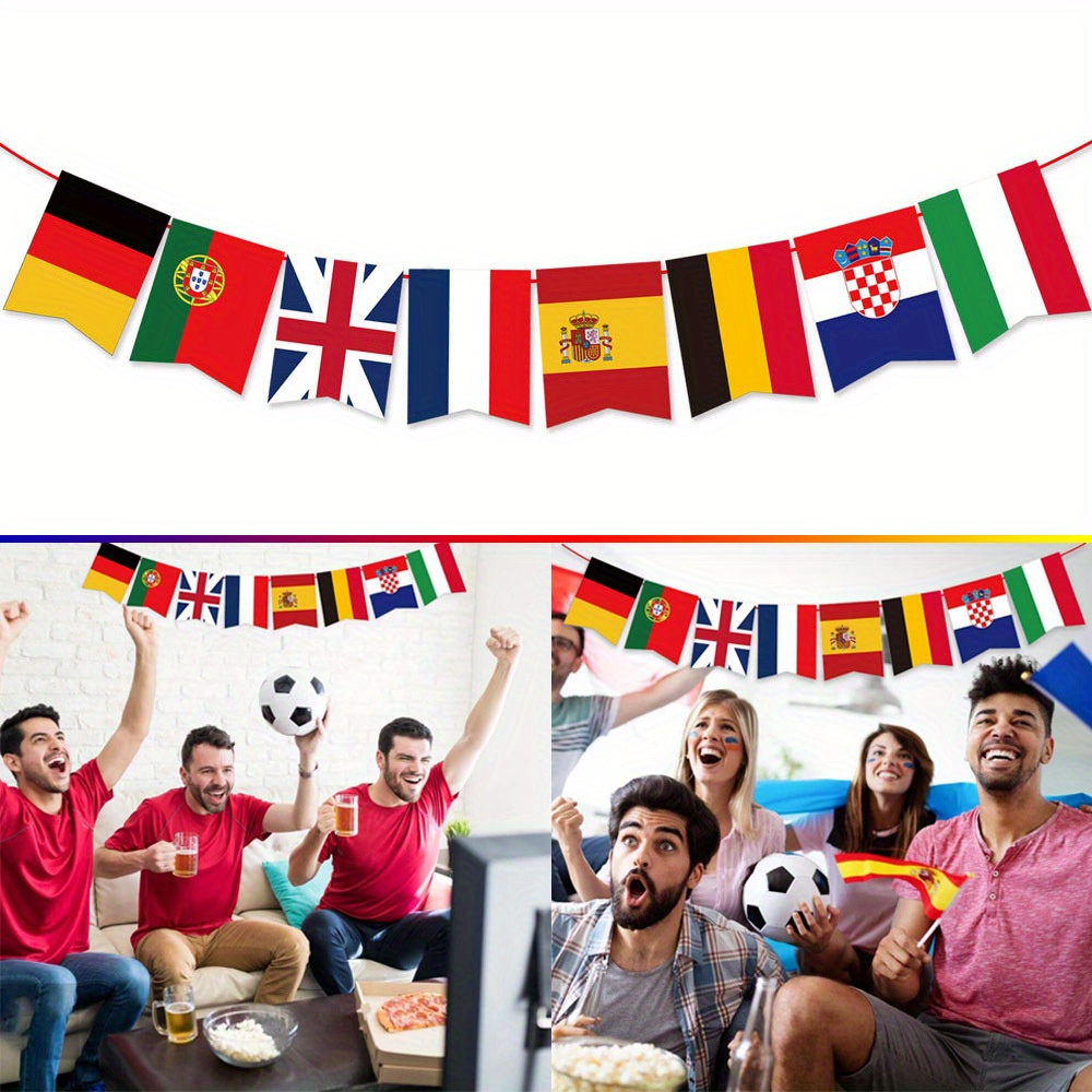 european cup soccer paper pennant banner 8   string decoration for sports events bar party no feathers electricity free use details 0