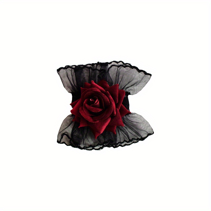 New Rose Lolita Hand Accessory, Fashion Flower Gothic Style Lace Wristband, Flower Accessory, Lolita Punk Vintage Lace Rose Wristband