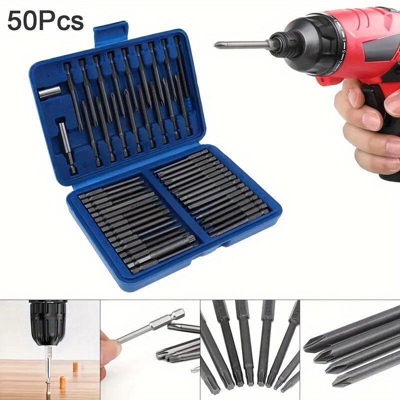 

50-piece Magnetic Screwdriver Bit Set - Extra-long 75mm, Multifunctional & , Diy & Professional Use