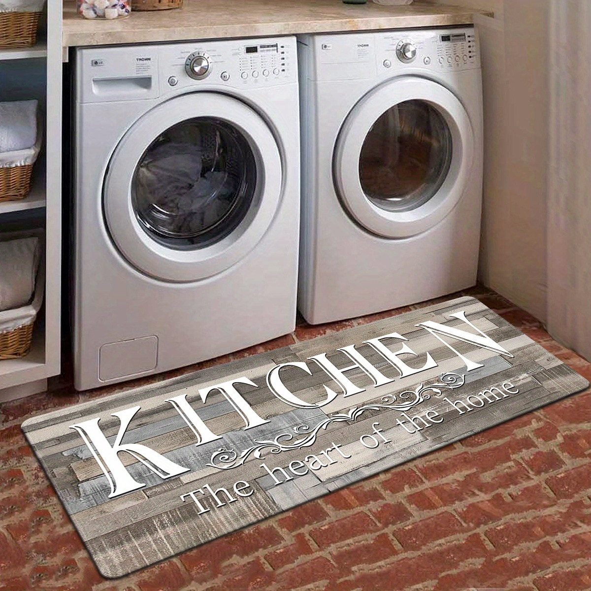 TEMU Tapis de cuisine 1 pièce en velours diamant doré, antidérapant pour salle de bain, entrée, salon, salle à manger et buanderie - Lavable à avec