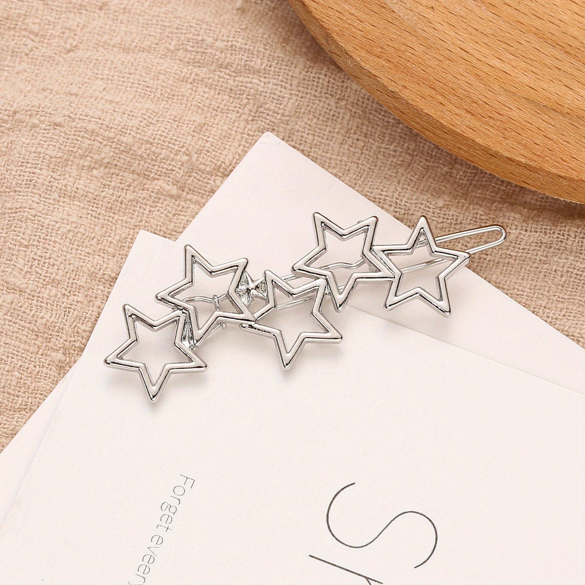 Image of European And Clips, Alloy Headwear, Hair Bun, Bangs Hairpin, Fancy Hollow Five-pointed Star Smooth Hair Clip Wholesale
