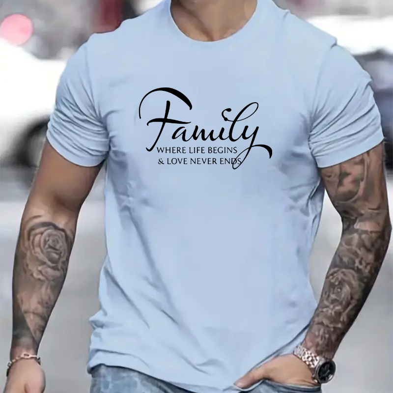 

Men's Casual Crew Neck T-shirt With Simple Letter Print - Breathable Polyester, Machine Washable, Letter Pattern, Men's Casual, Short Sleeve, T-shirt