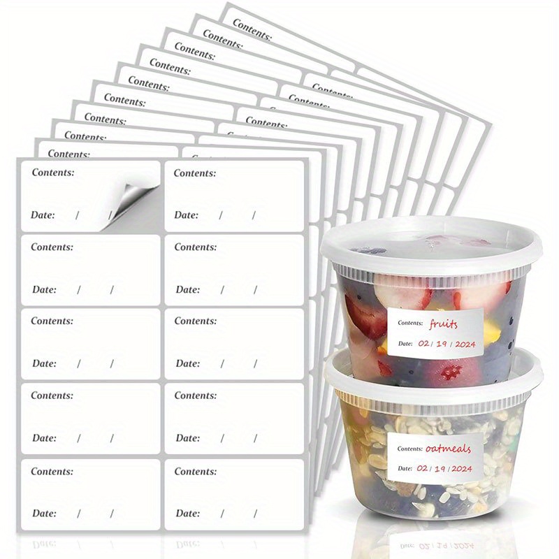 

100 Pcs Waterproof Freezer Labels Stickers - White Sticky Labels 6x3 Cm, Oil Resistant Food Labels For Jars, Pantry Containers, Kitchen Organization & Meal Prep, Non-contact Paper Material