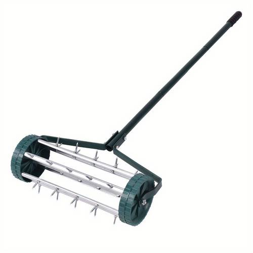 rolling garden lawn aerator roller home grass steel handle
