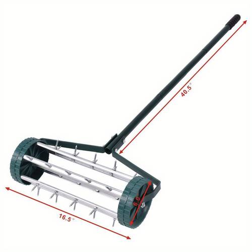 rolling garden lawn aerator roller home grass steel handle