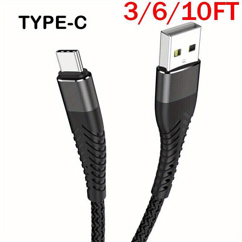 

3 Pack Heavy Duty Braided Usb C Type-c Fast Charging Data Sync Charger Cable Long Cord