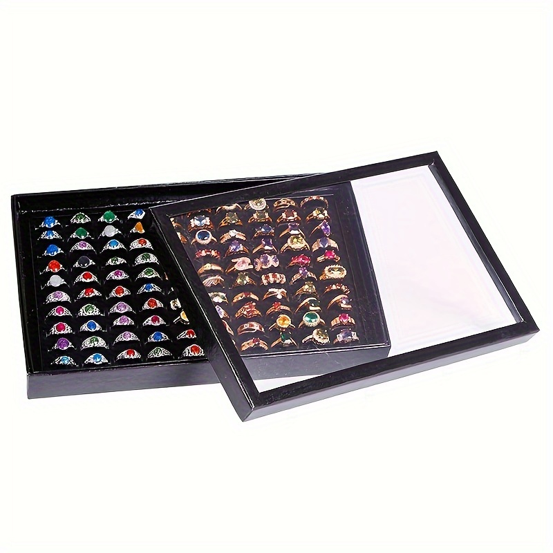 

collector's Choice" 1pc Elegant 100-slot Ring Display Case - Jewelry Organizer Box For Rings, No Power Needed