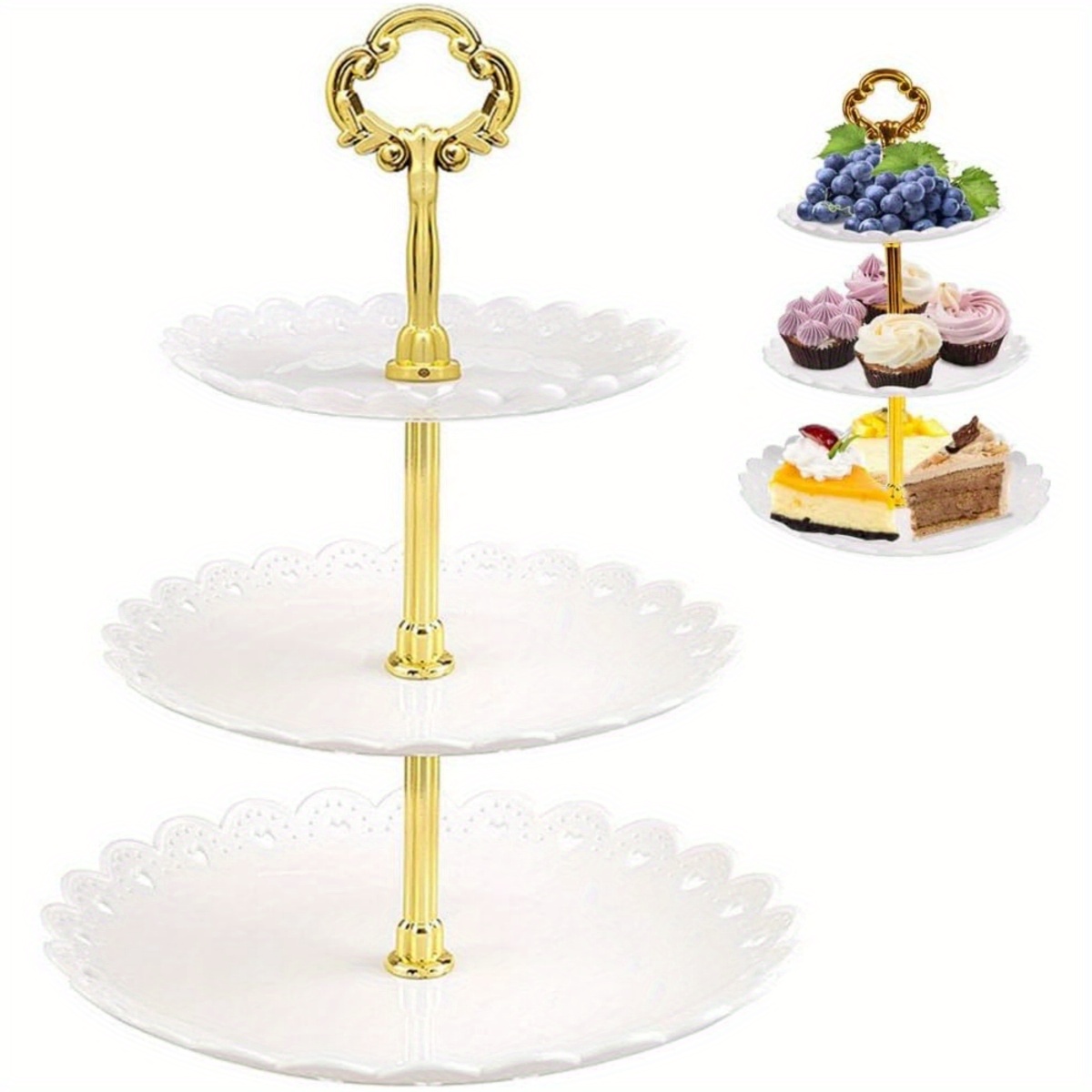

Elegant 3-tier Plastic Cake Stand - Perfect For Desserts, Cupcakes & Tea Parties Cupcake Stand Cupcake Display Stand