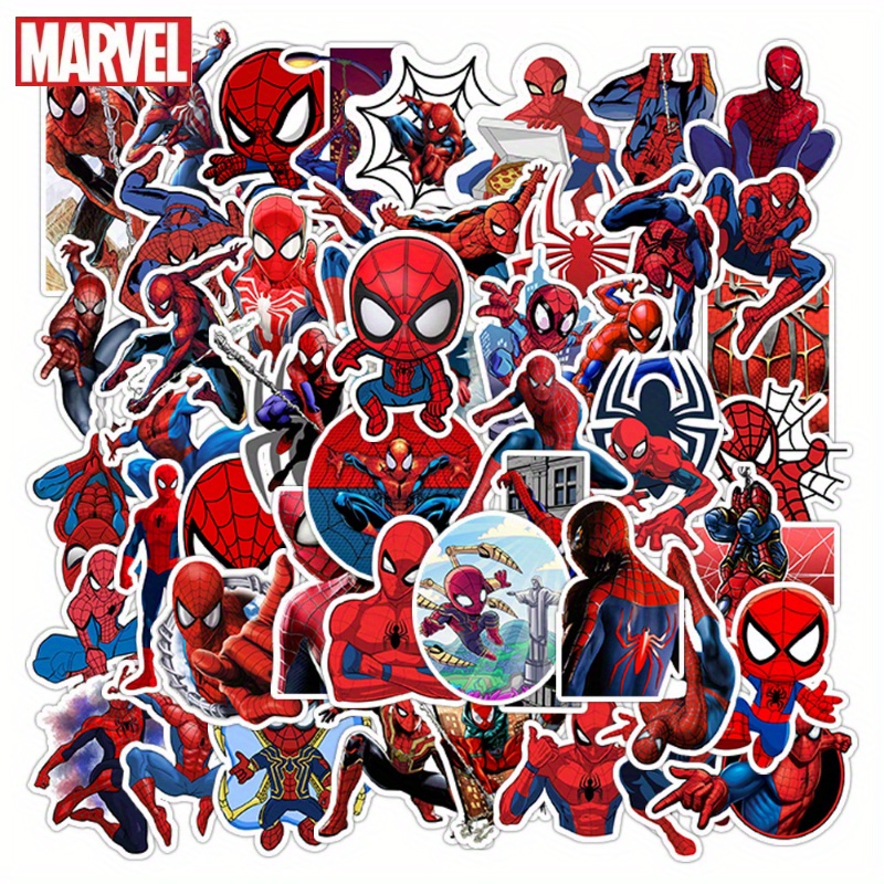 

ume Branded" 50-piece Spider-man Waterproof Stickers - Durable, Reusable Decals For Laptops, Water Bottles, Skateboards & Suitcases