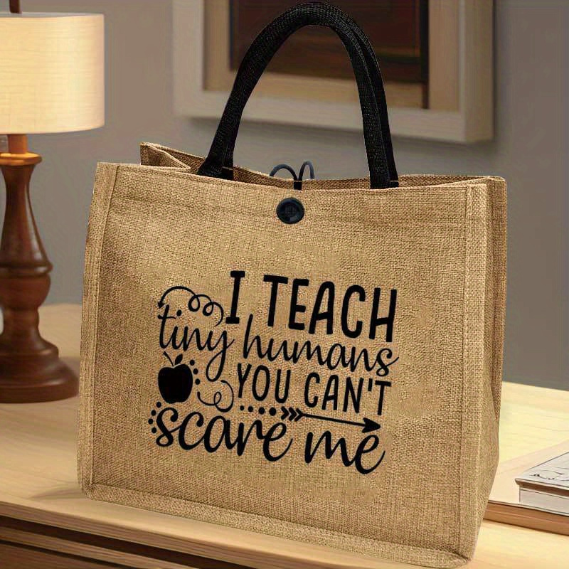 

Teacher Element Series Print Tote Bag, Large Capacity Shoulder Bag, Women's Casual Handbag For Commuting School Shopping