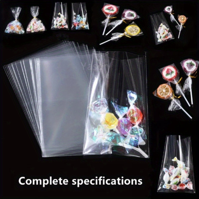 

50 sacs en plastique transparent - Sacs d'emballage plats en polyéthylène pour bonbons, sucettes, biscuits - Idéal pour les , les fêtes et cadeaux