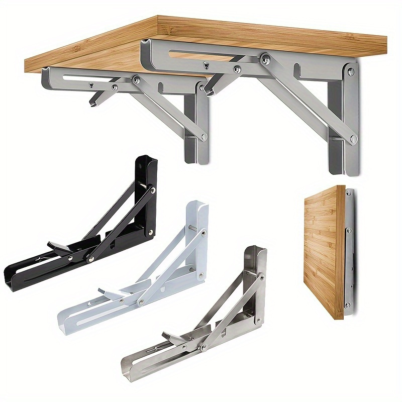 

Heavy-duty Stainless Steel Folding Shelf Brackets With Screws - Versatile Wall Or Tabletop Mounting Kit