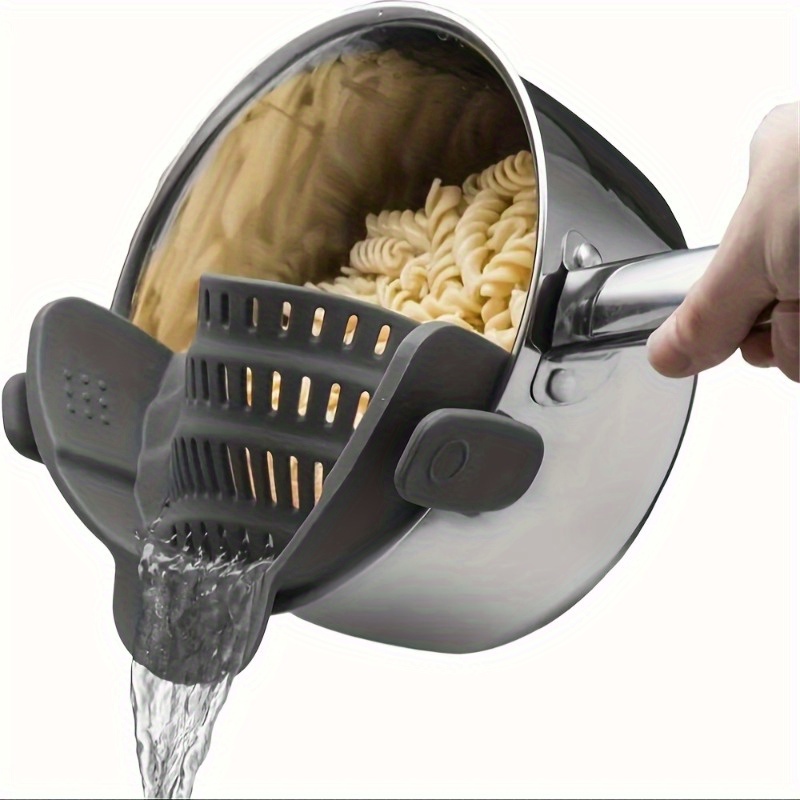 

Adjustable Silicone Clip-on Pot Strainer - Versatile Kitchen Tool For Pots, Pans & Bowls - Ideal For Noodles, Pasta, Veggies & Fruit Washing