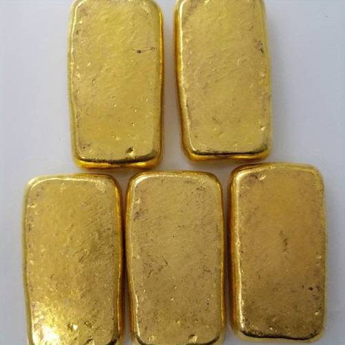 Copper Antique Crafts Gold Ingot Bar, Five Emperors Gold Silk Brass Material, Non-Gold Silver Yuan Decorative Piece