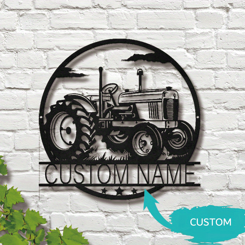 

Personalized Metal Tractor Wall Art - Custom Name Farmhouse Decor For Porch & Patio, Unique Gift Idea