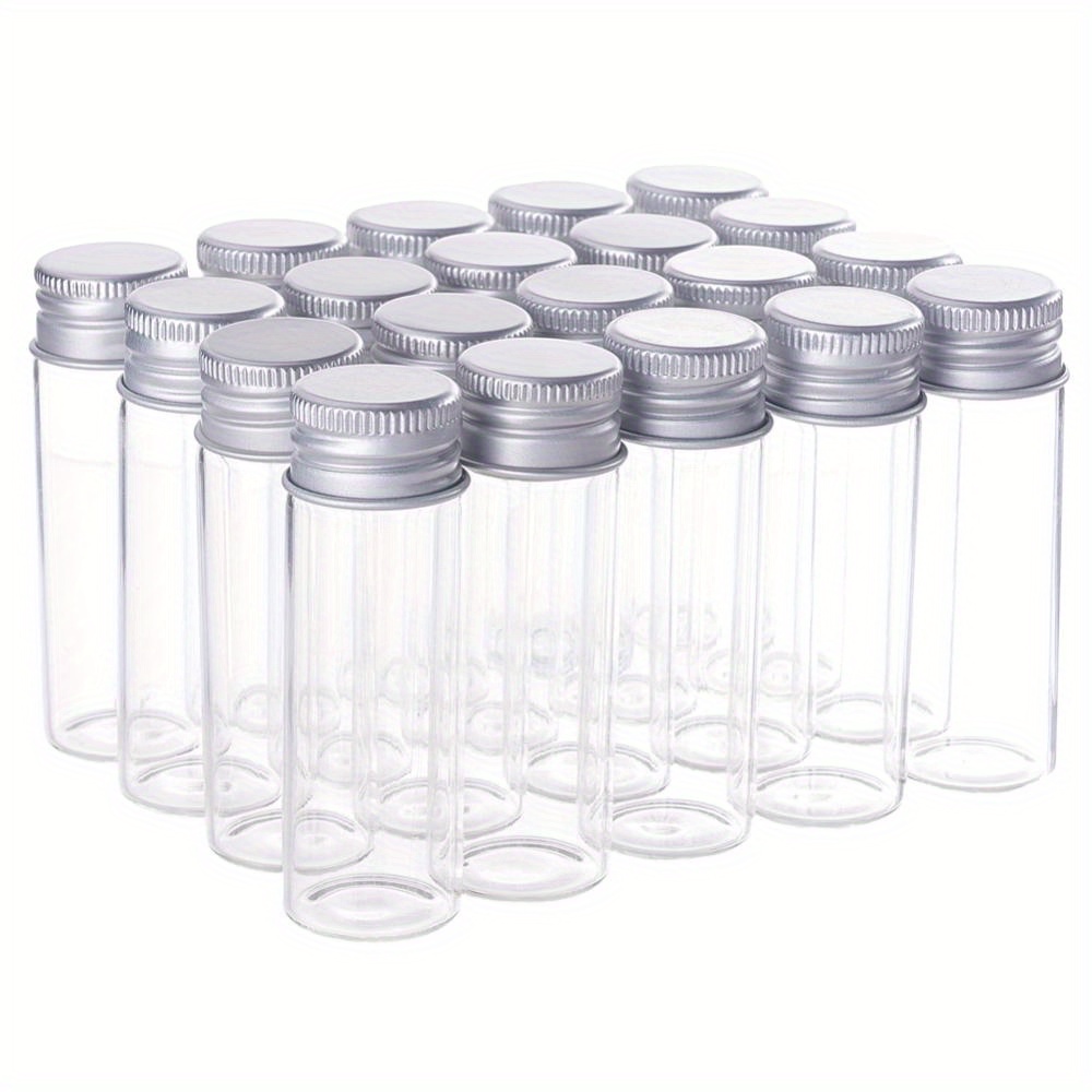 

20-pack 15ml Clear Glass Jars With Aluminum Screw Cap, Spice Storage, Herb Containers, Small Item Organizer, Candy Bottle, Wedding Souvenirs - No Electricity Required