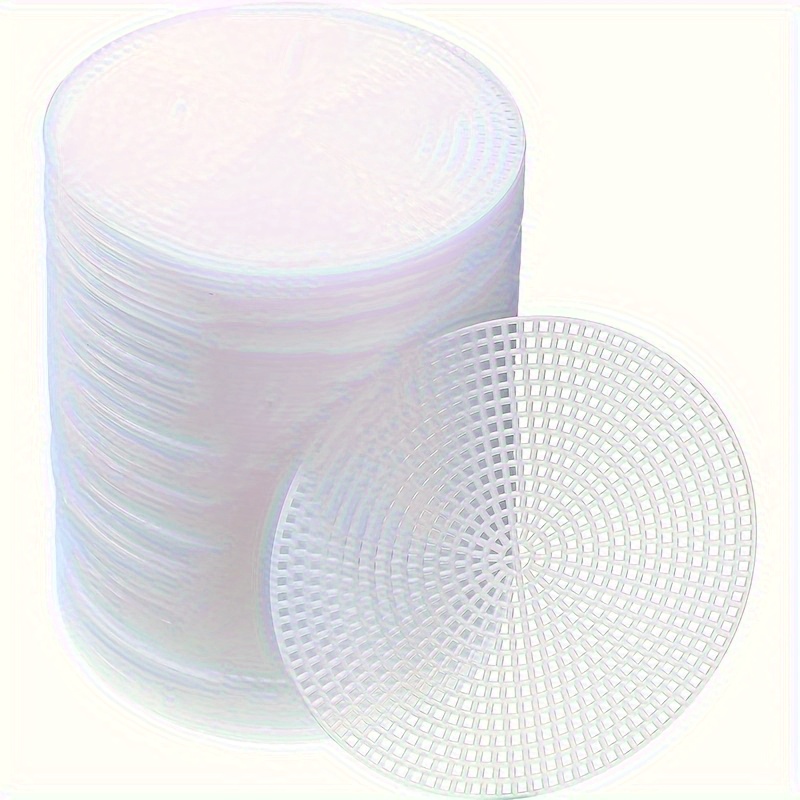 

20pcs White Plastic Canvas Mesh Sheets, 4.5" Round Needle Mats For Diy Crafts, Crochet & Embroidery Projects - Ideal For Hand Knitting Supplies, Knitting Accessories And Supplies