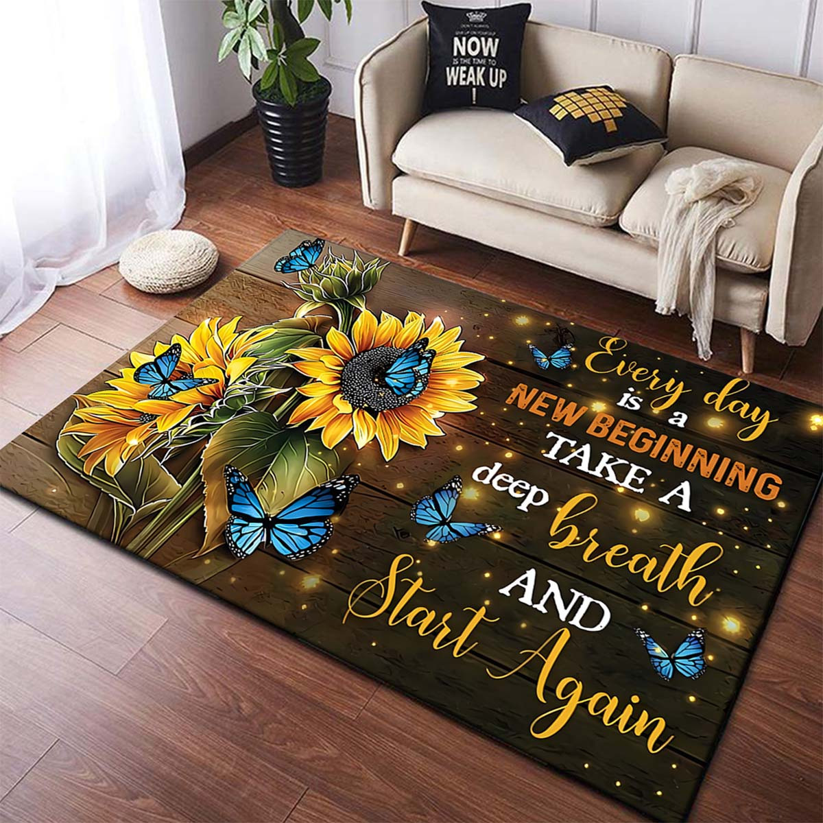 

Sunflower Pattern Area Rug - Non-slip, Hand Washable Polyester Floor Mat For Living Room & Bedroom Home Decor, Large Size Over 2.16m², Longest Side Over 1.8m - 1pc