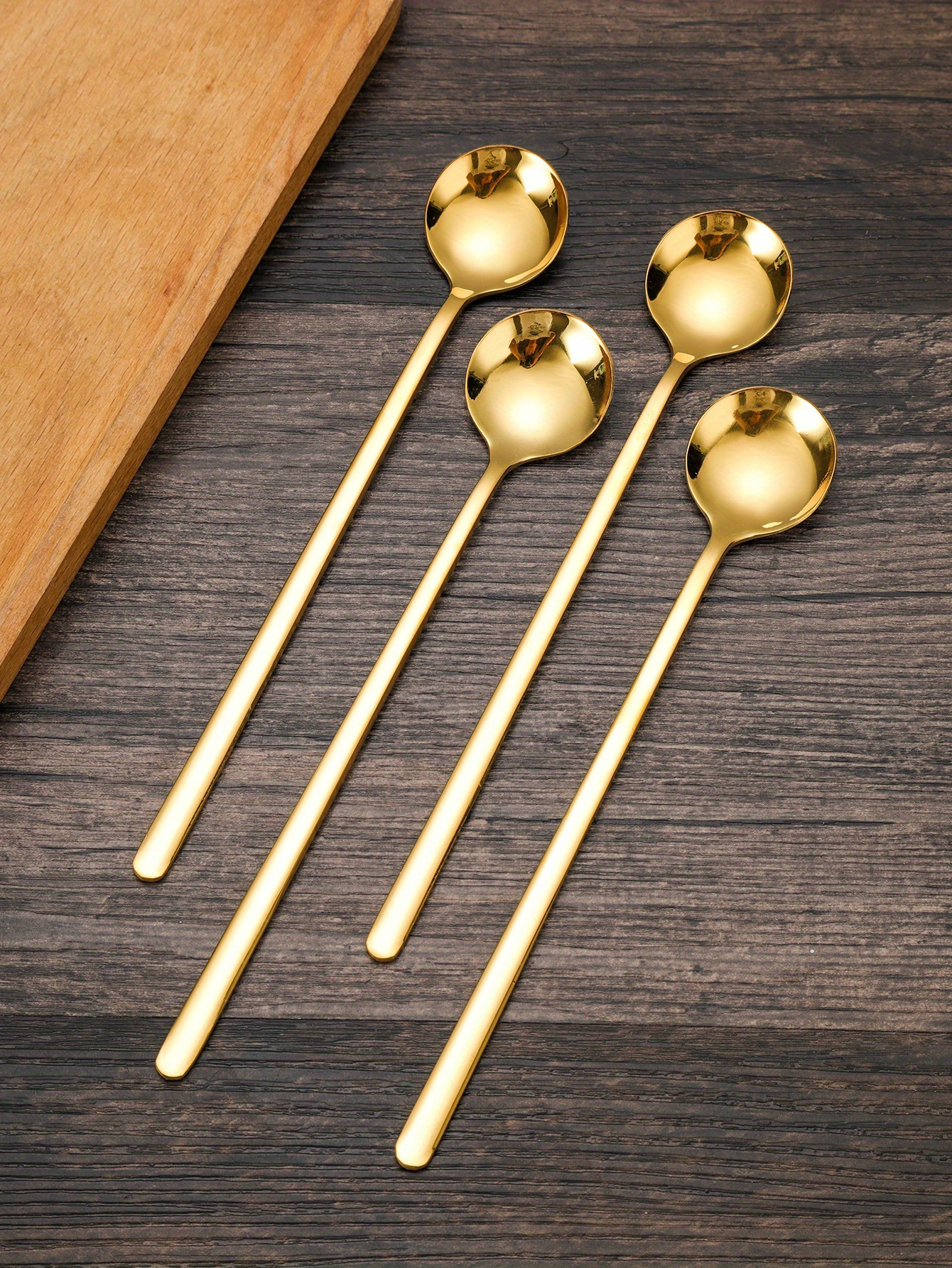 4pcs elegant   stainless steel beverage spoons long handle for easy stirring   espresso tea iced drinks details 1