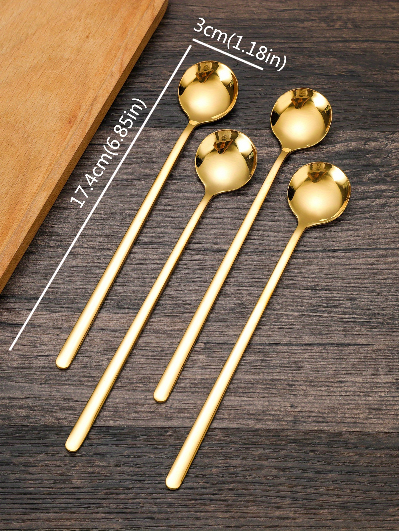 4pcs elegant   stainless steel beverage spoons long handle for easy stirring   espresso tea iced drinks details 5