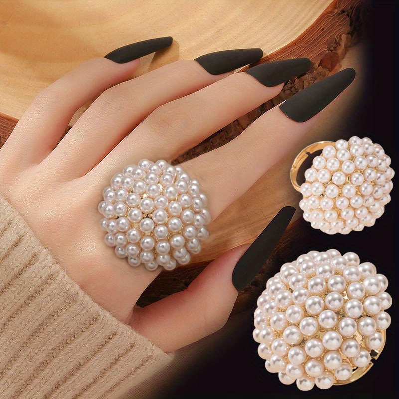 TEMU 1pc Exaggerated Flower Open Ring, Vintage & Elegant Style, Fashion Accessory, Faux Jewelry For Women, Adjustable Finger Ring, Ideal For Wedding & Birthday Gifts