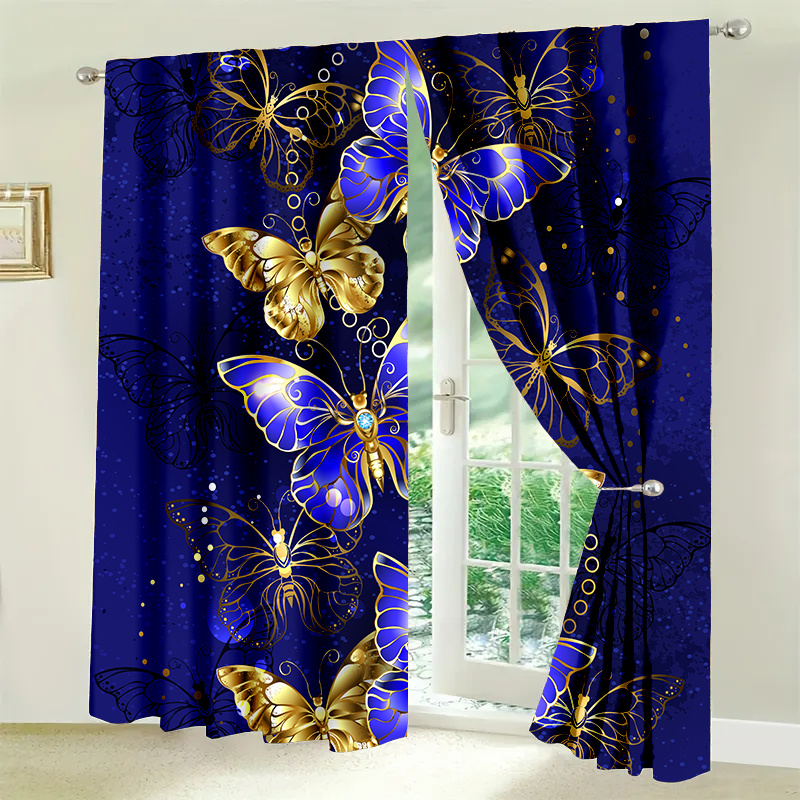 

2pcs/set Dark Pattern Door Curtains,3d Digital Printing,cartoon Curtains,light And ,for Cozy Bedroom, Chic Office, Stylish Kitchen, Living Room, And Study