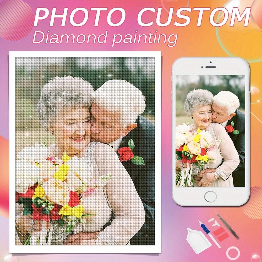 

Custom Diamond Painting Kit - Personalize With Your Photo, Square & Round Rhinestones, Diy Mosaic Art Craft, Unique Gift Idea