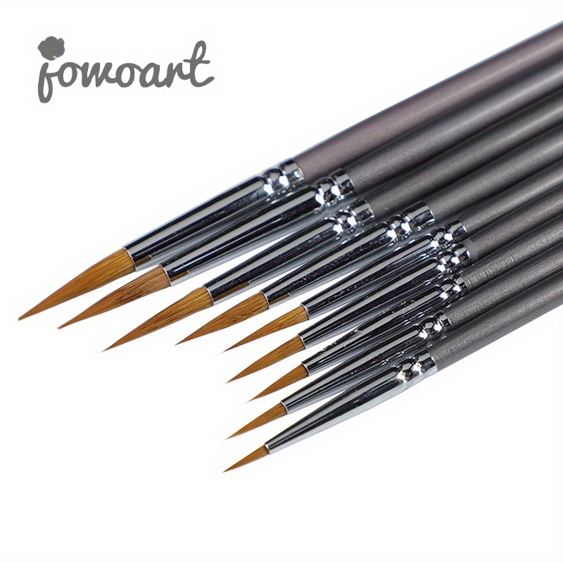 TEMU Lot de 9 crochets à poils de haute qualité pour peinture à , aquarelle, gouache, peinture à l'huile, stylo à poils fins et longs durables à tige