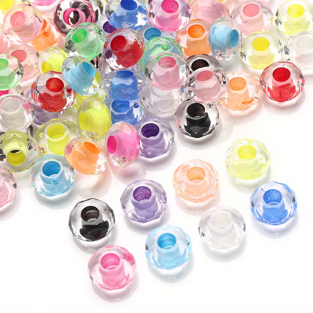 

20 Pack 15mm Acrylic Loose Spacer Beads, Colorful Transparent Large Hole Beads For Diy Jewelry Making, Necklace, Bracelet, Earrings, Keychain Accessories.