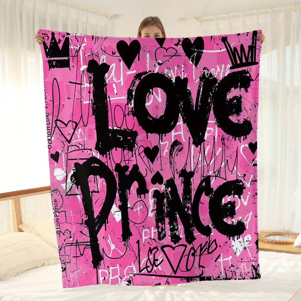 

Contemporary Love Prince Themed Throw Blanket - Polyester Flannel Fleece, Woven, All-season Comfort With Modern Graphics, Cozy Sofa Throw, Air Conditioning Blanket, Nap Gift Blanket