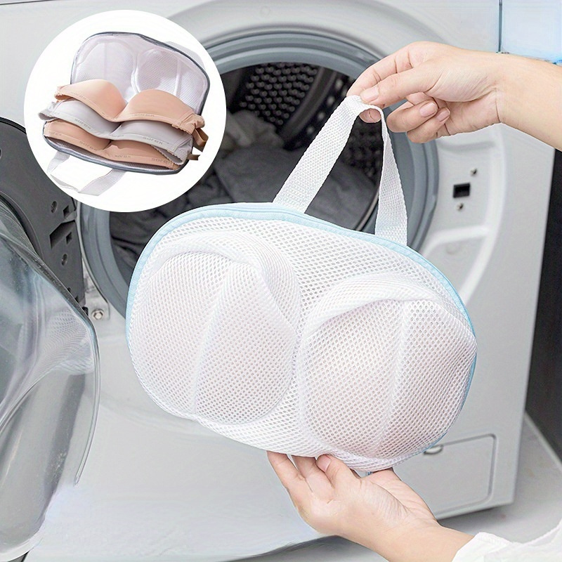 

Polyester Fiber Oval Laundry Bags With Zipper Closure For Machine Washing Bras And Underwear - Woven Mesh Bra Bag For Apparel Care, Anti-deformation Sports Bra Washing Bag (1pc)
