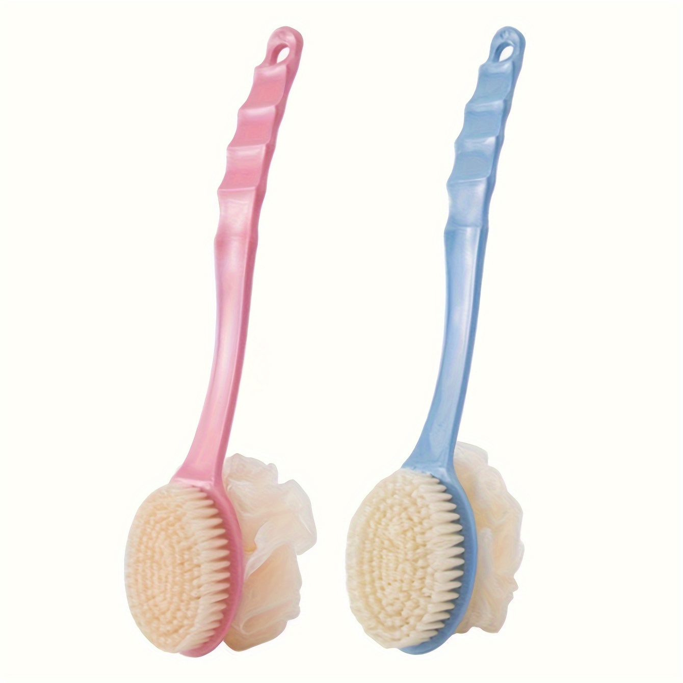 2pcs Bath Artifact Long Handle Soft Hair Japanese Bath Brush Multi-functional -one Rubbing Mud Bath Brush Back Brush