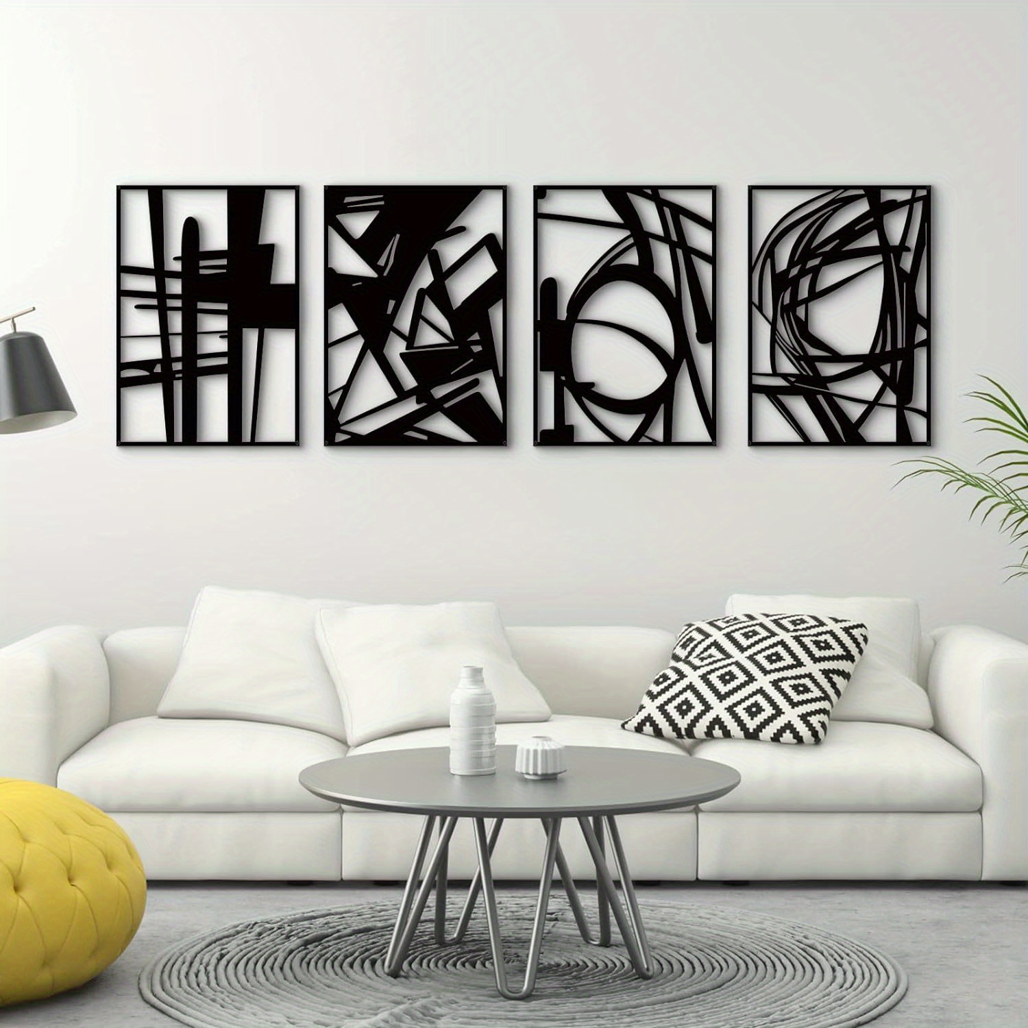 

4 Pack Black Abstract Metal Wall Art, Minimalist Décor Décor, 3d Textured Sculptures, For Living Room Bedroom Bathroom Study (black, M Size 16 X 11'')