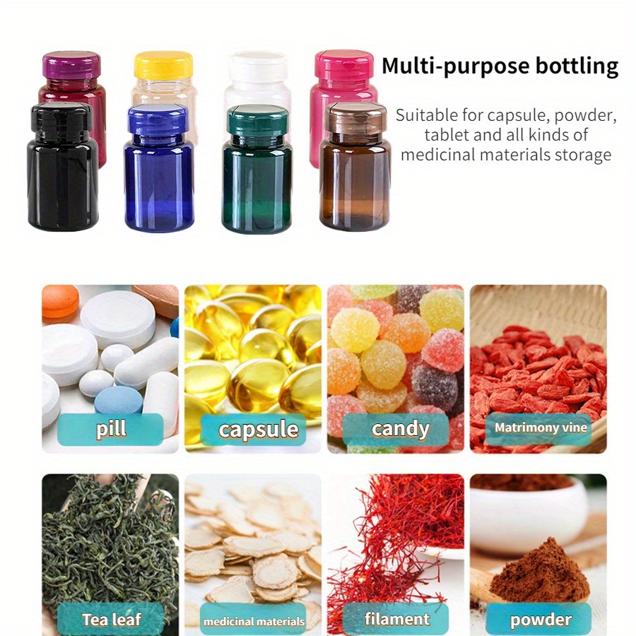 

8pcs Set: Versatile Plastic Bottles For Pills, Capsules & Face Cream - Odorless, Flip Cap Design