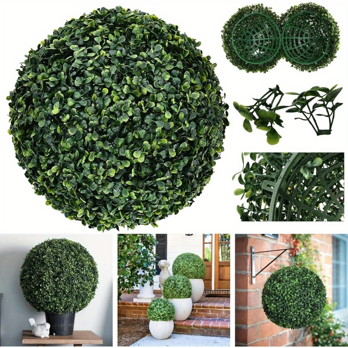 

Artificial Boxwood Topiary Ball - 28cm/11in Plastic Green Plant Decoration For Garden, Home, Wedding, Patio - Durable Imitation Grass Sphere For Outdoor And Indoor Decor - 1pc