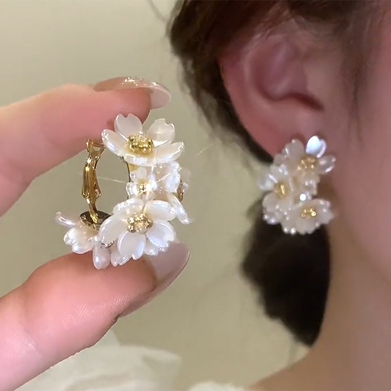 TEMU 【高見え】ホープピアス フェイクパール 花びら コピーホープ ピアス ヴィンテージ リフ スタイル ピアス レディース ジュエリー