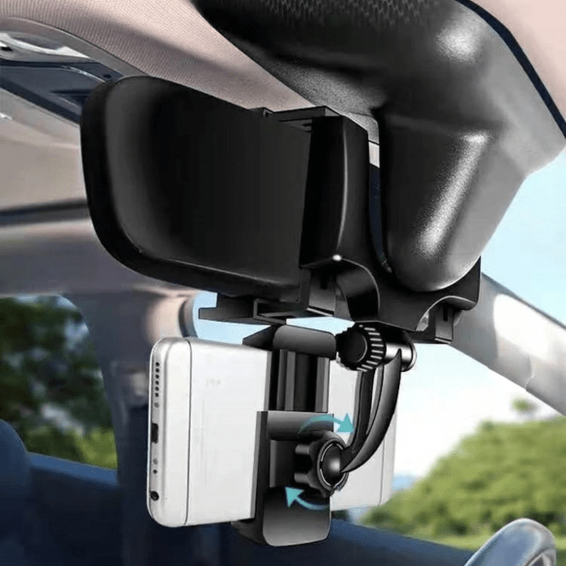 1pcs abs waterproof 360 rotating car phone holder rear view mirror mount for eye level safe viewing details 0