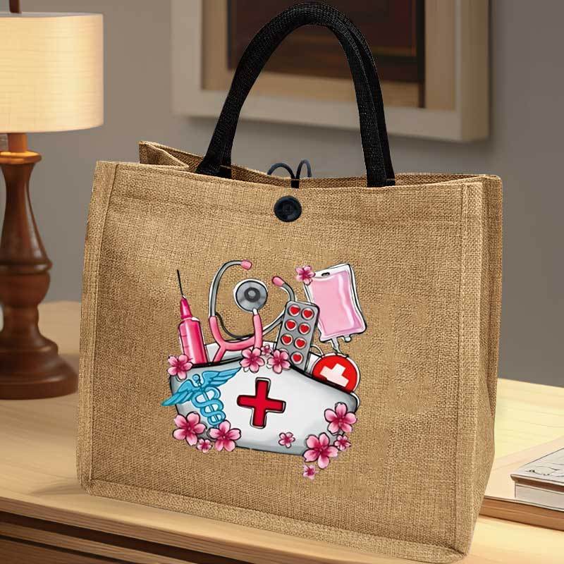 

Nurse Element Series Printed Handbag, Large Capacity Shoulder Bag, Women's Casual Handbag For Commuting, School, And Shopping